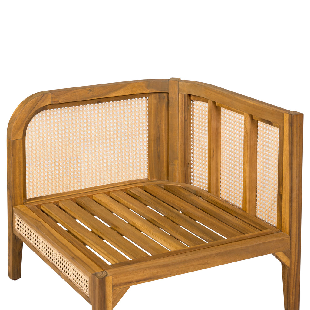 Kirkby Outdoor 5 Seater V-Shaped Acacia Wood Sofa with Cushions