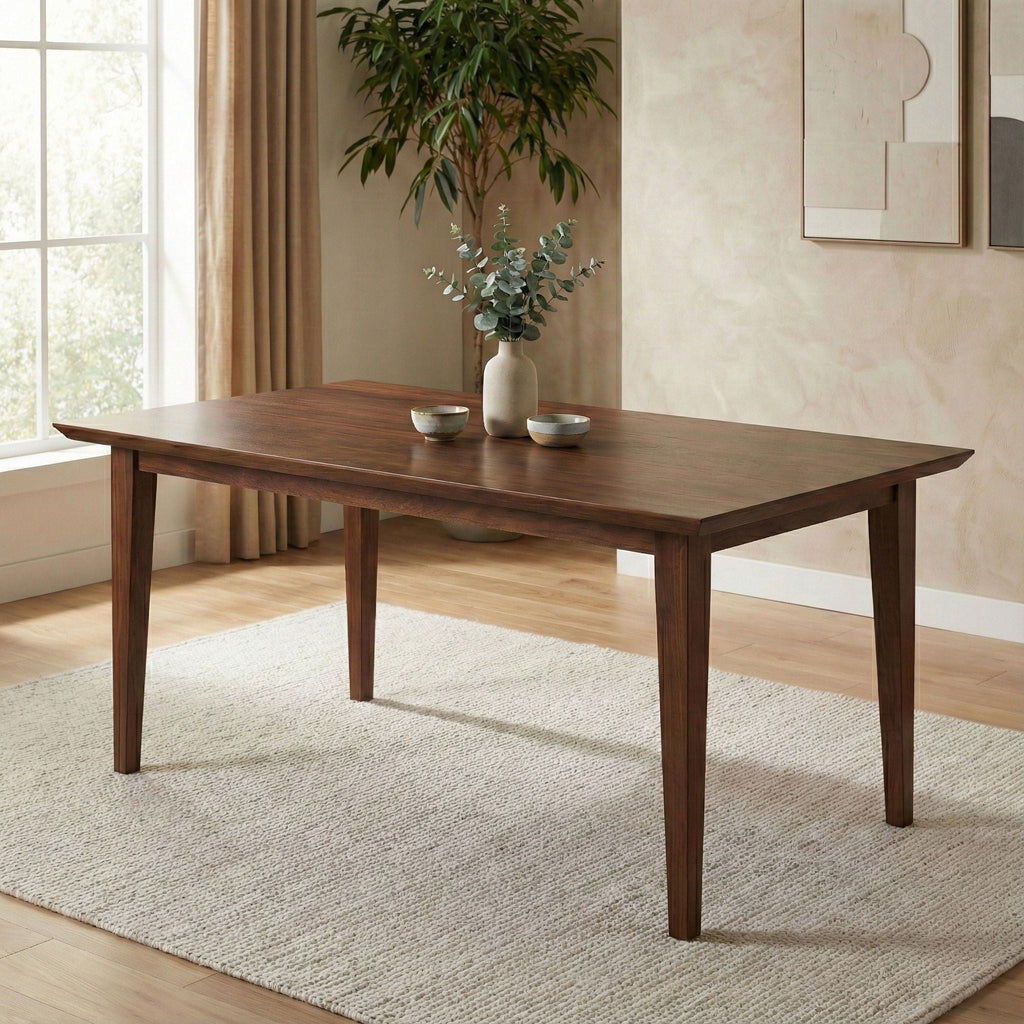 Contemporary Dining Table with Solid Oak Veneer - Light or Dark Brown