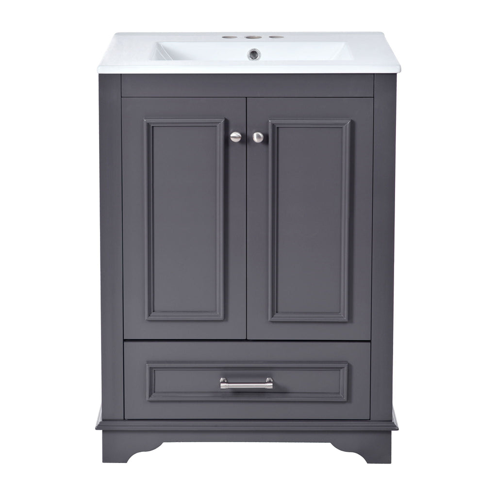 Modern Bathroom Vanity with Ceramic Sink Combo and Storage Cabinet - Multiple Colors