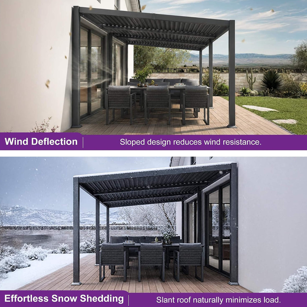 [11X18FT] Modern Louvered Aluminum Pergola With Sloped Roof (SAK29326)