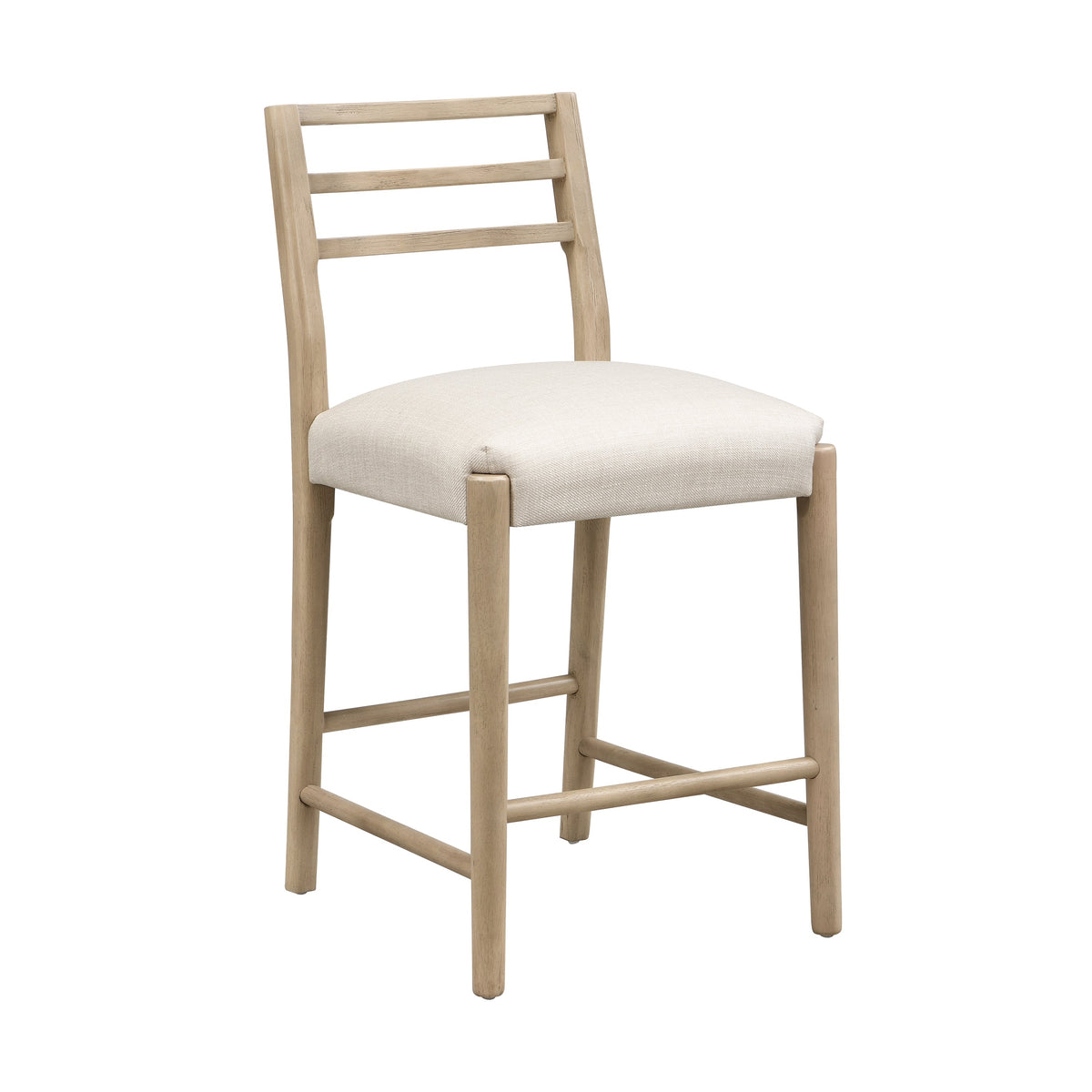 Ladder Back Counter Stool Set with Upholstered Seats - Farmhouse Style