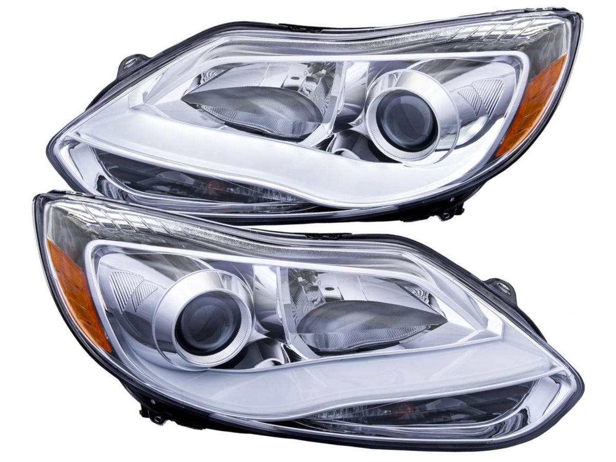 Anzo 2012-2014 Ford Focus Projector Headlights w/ Plank Style Design Chrome