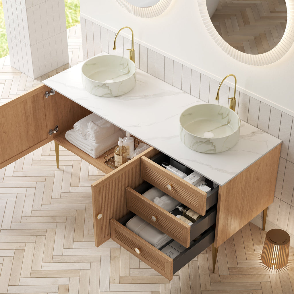 Munin 60" Bathroom Vanity with Sink - Freestanding Cabinet, Ceramic Basin