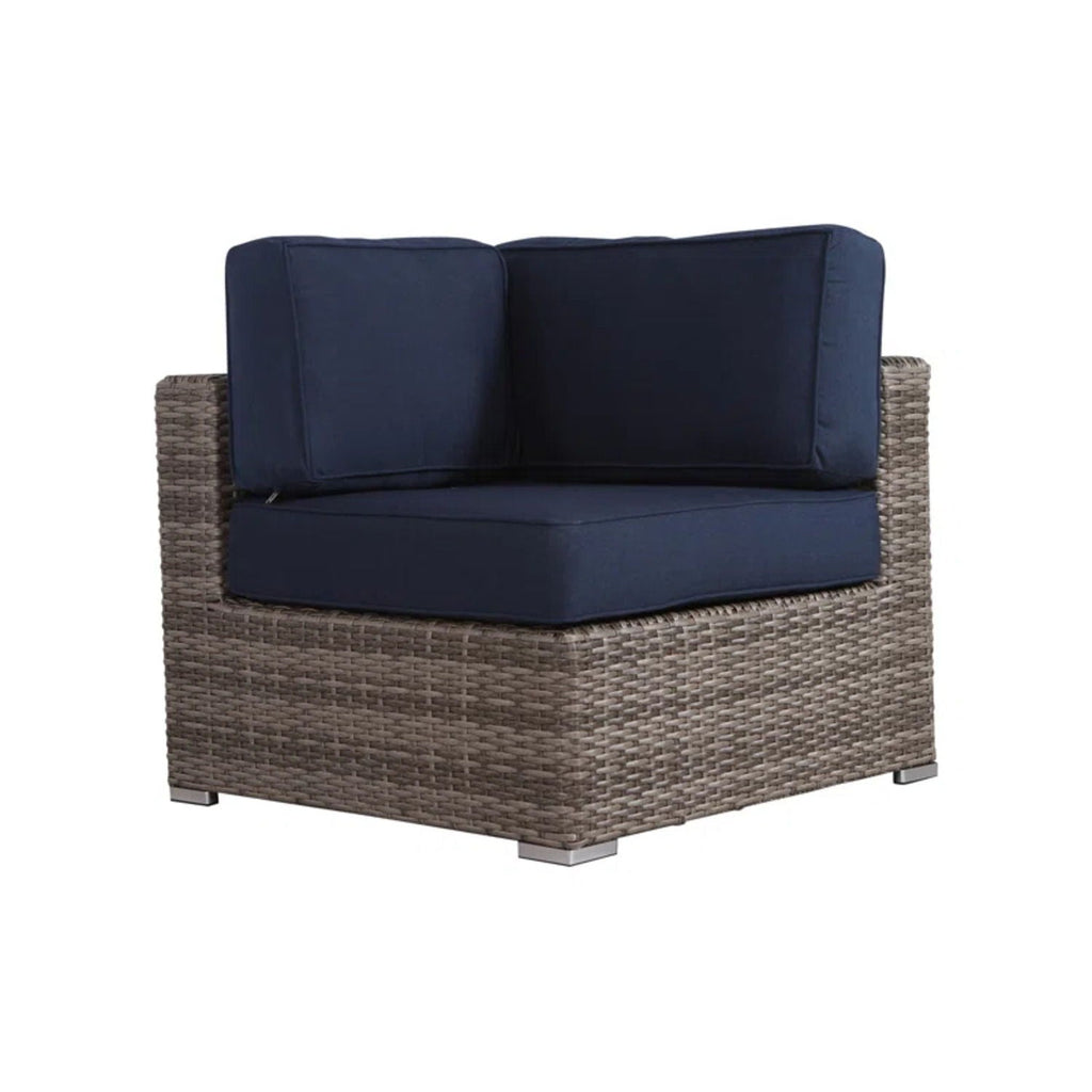 Wicker Sectional Sofa with Cushions and Table - Gray