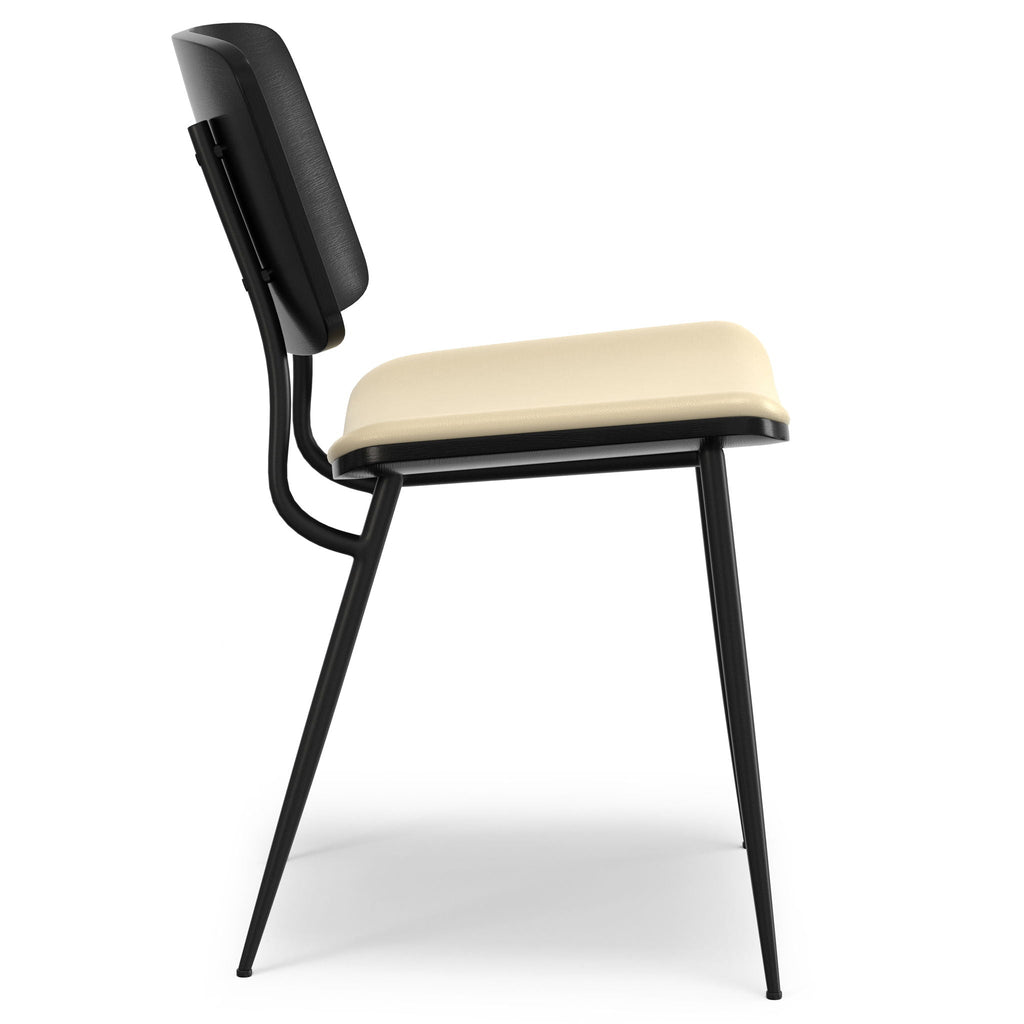 Ergonomic Dining Chair Set of 2 with Molded Plywood Backrest – Black or White