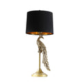 Modern Elegance Golden Peacock Table Lamp with Semi Drum Shade - Gold