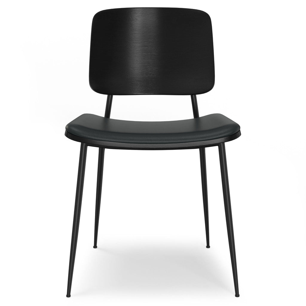 Ergonomic Dining Chair Set of 2 with Molded Plywood Backrest – Black or White