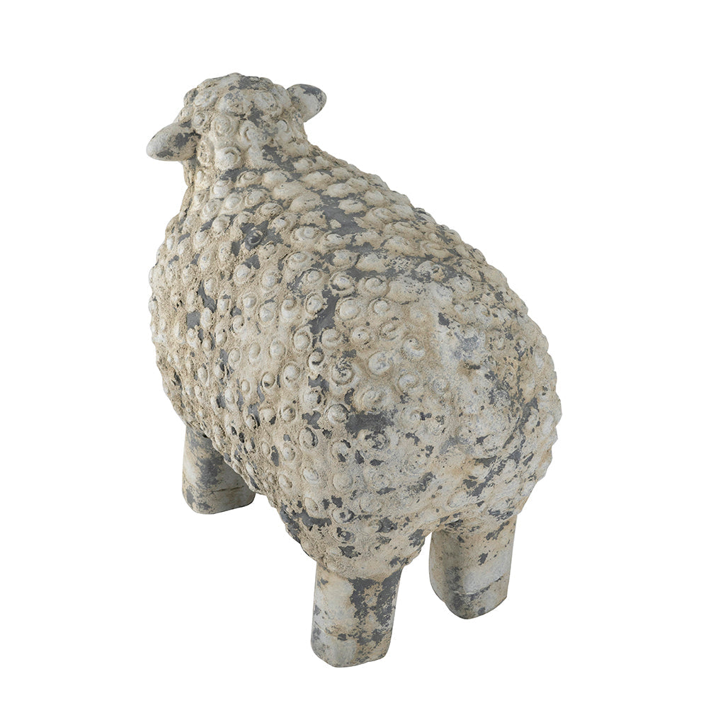 Magnesium Sheep Figurine with Weathered Finish - White & Gray