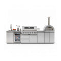 128-Inch 6-Burner 120K BTU Outdoor Kitchen Island With Pizza Oven, Rotisserie & Refrigerator (SAK75770)