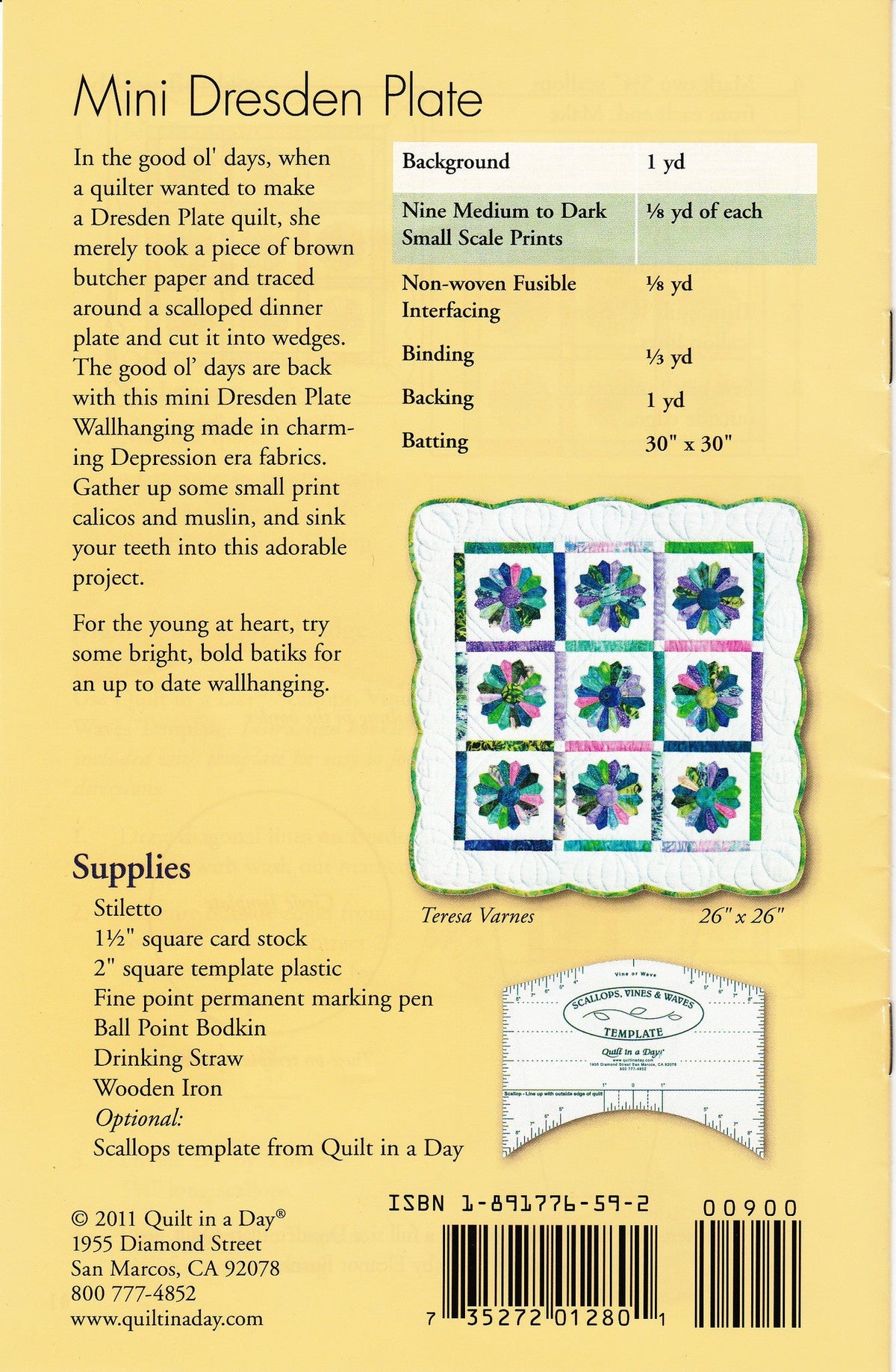 Mini Dresden Plate with Template