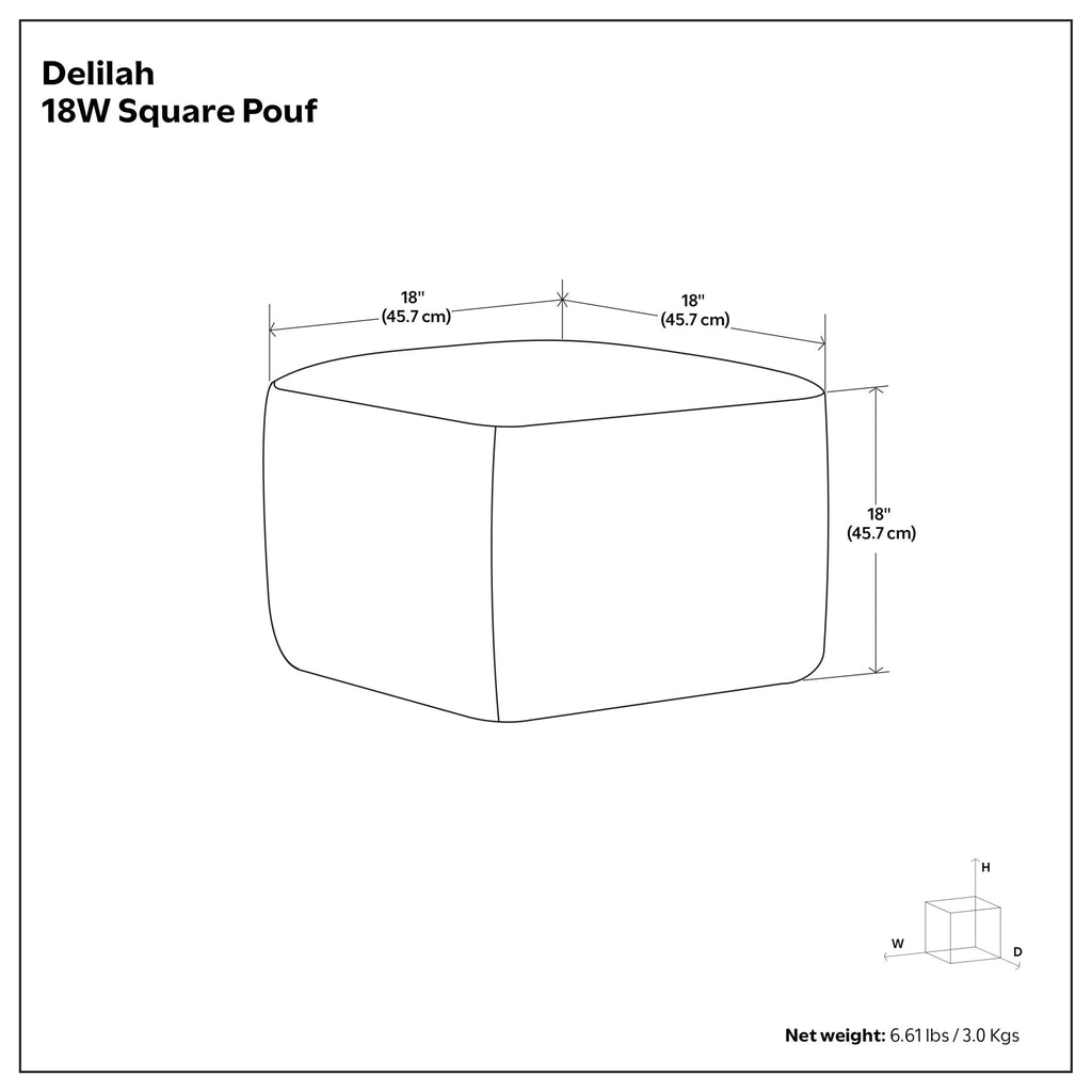 Square Woven Pouf with Dense Polystyrene Filling - Natural