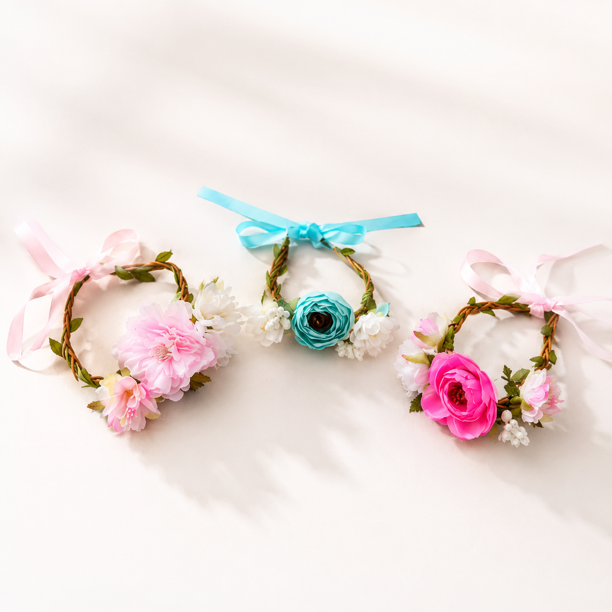 Floral Crown Pet Headpiece with Ribbon Ties