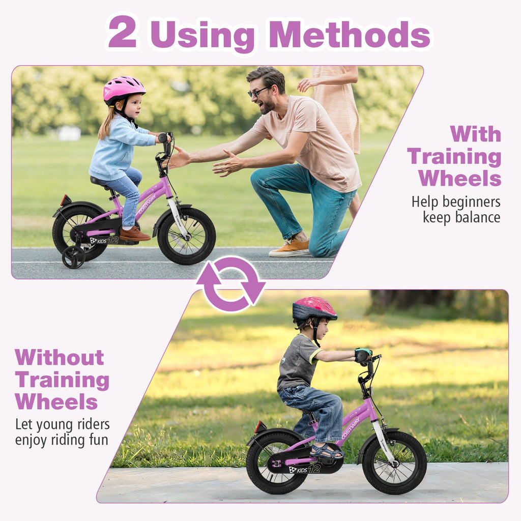 Kids Bike 12-Inch Children Training Bicycle with 2 Brake for 3-4 Years Old