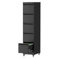 Metal Vertical File Cabinet with Locking Drawers and Wheels - Black or White
