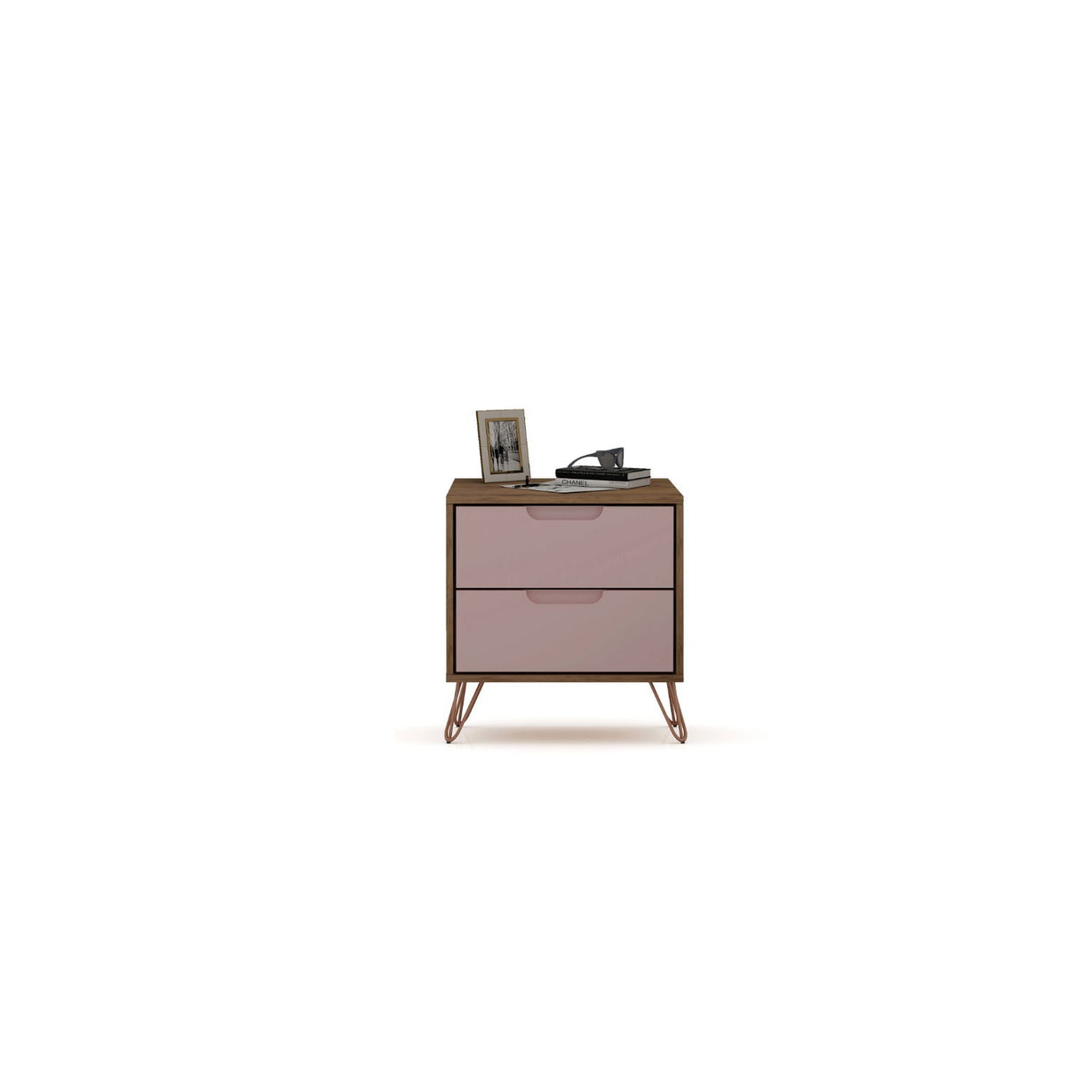 2 Drawer Nightstand with Durable Splayed Legs - Multiple Colors