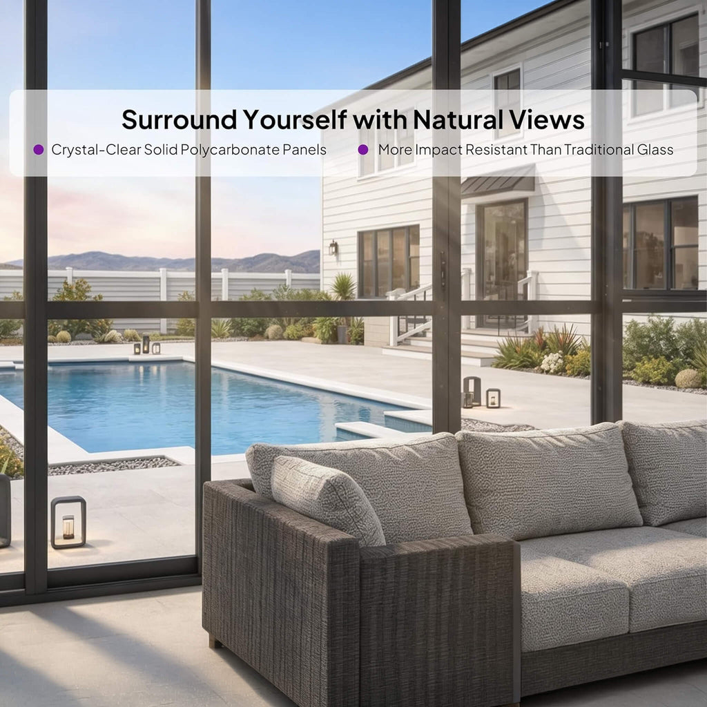 [12X16FT] Vue Extra-Large Luxury Panoramic Solarium With Windows And Sliding Doors (SAK71853)