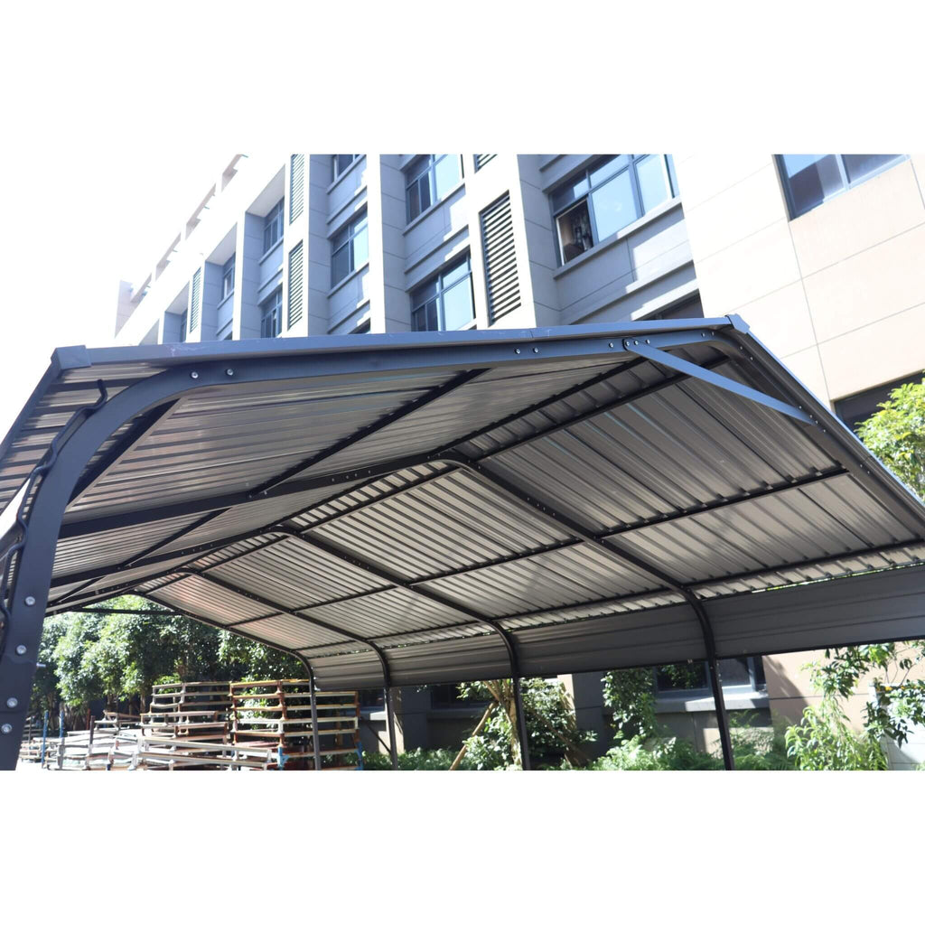 [12X20FT] Heavy-Duty Metal Carport With Galvanized Steel Roof For Car, Boats And Trucks, Gray (SAK95562)
