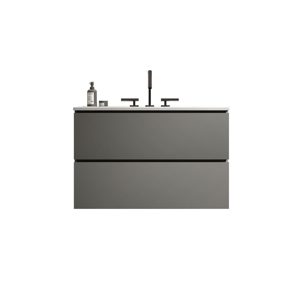 TIA 30" Wall Mount Bathroom Vanity with Soft-Closing Drawers - Space Grey