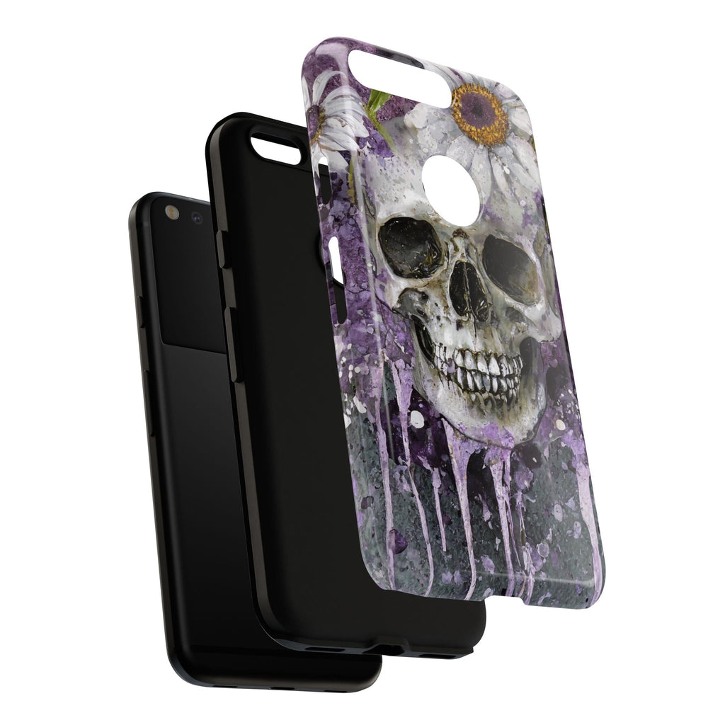 Plum Skull and Daisy Tough Phone Case