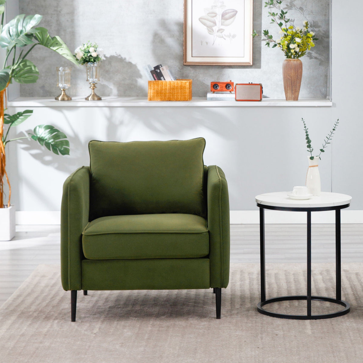 Accent Chair with Removable Pillow - Dark Green or Dark Red