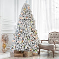 5FT Flocked Christmas Tree with 300 Colorful Lights and Pine Cones