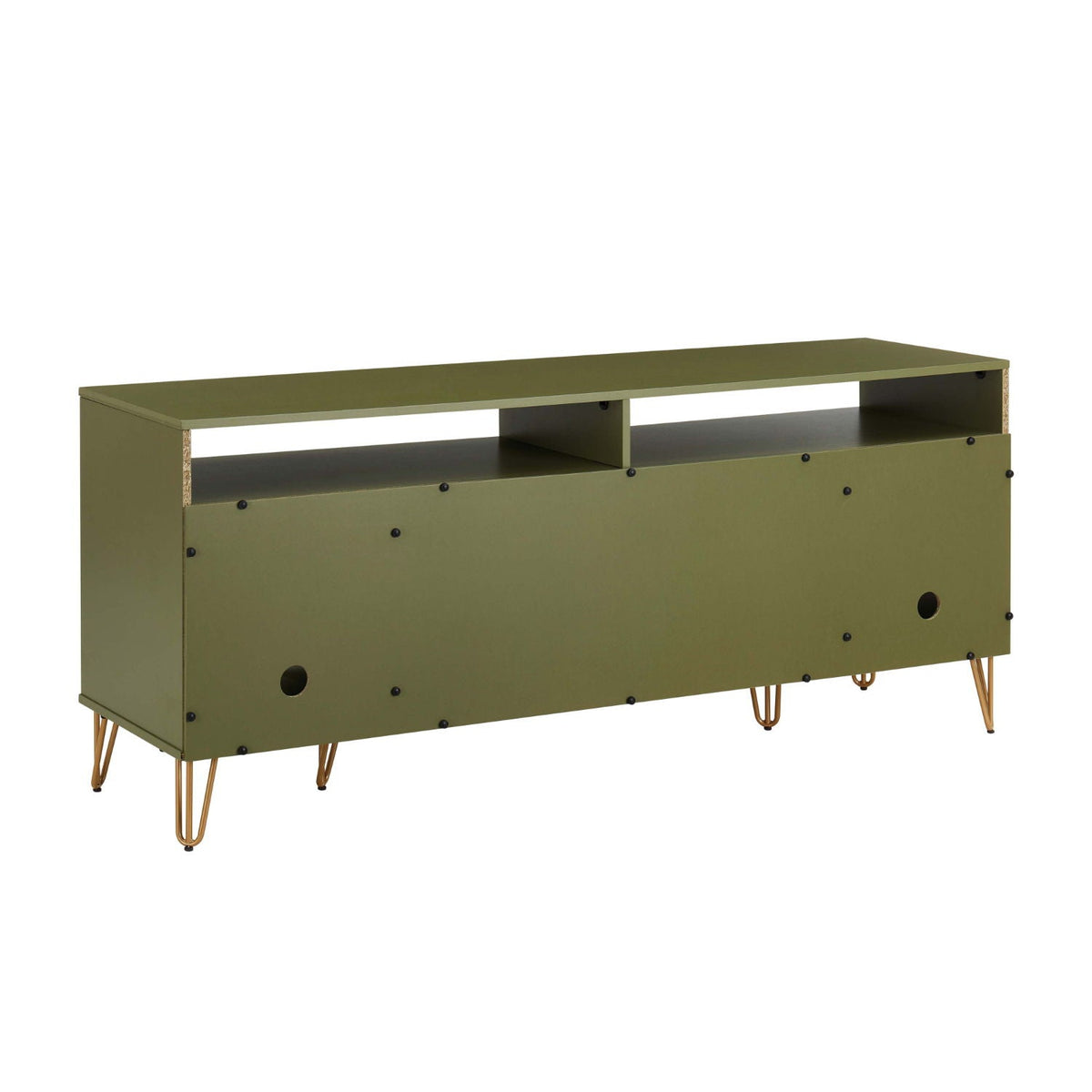 Fluted TV Stand with Storage and Metal Legs - Multiple Colors