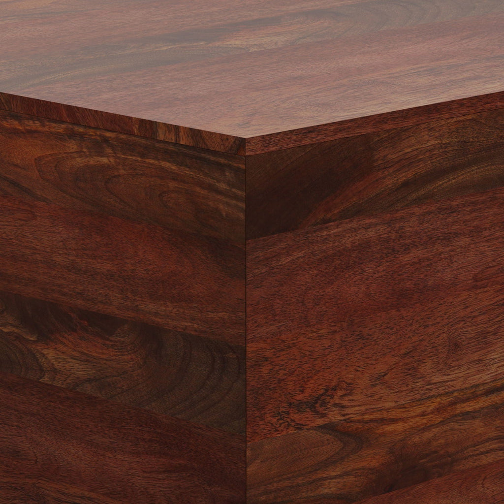 Handcrafted Square Coffee Table with Brass Trim - Multiple Finishes