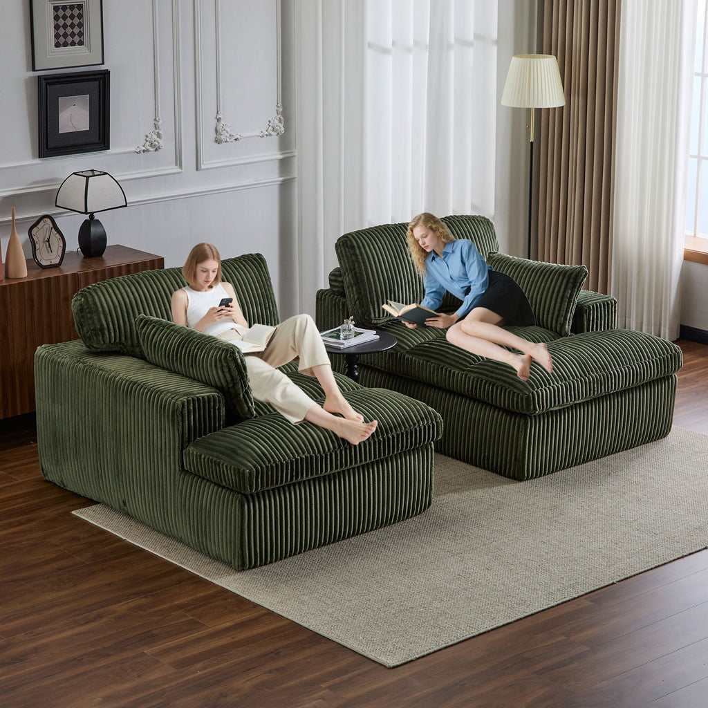 Double Chaise Lounge Chair, Oversized Upholstered Sleeper Cloud Couch