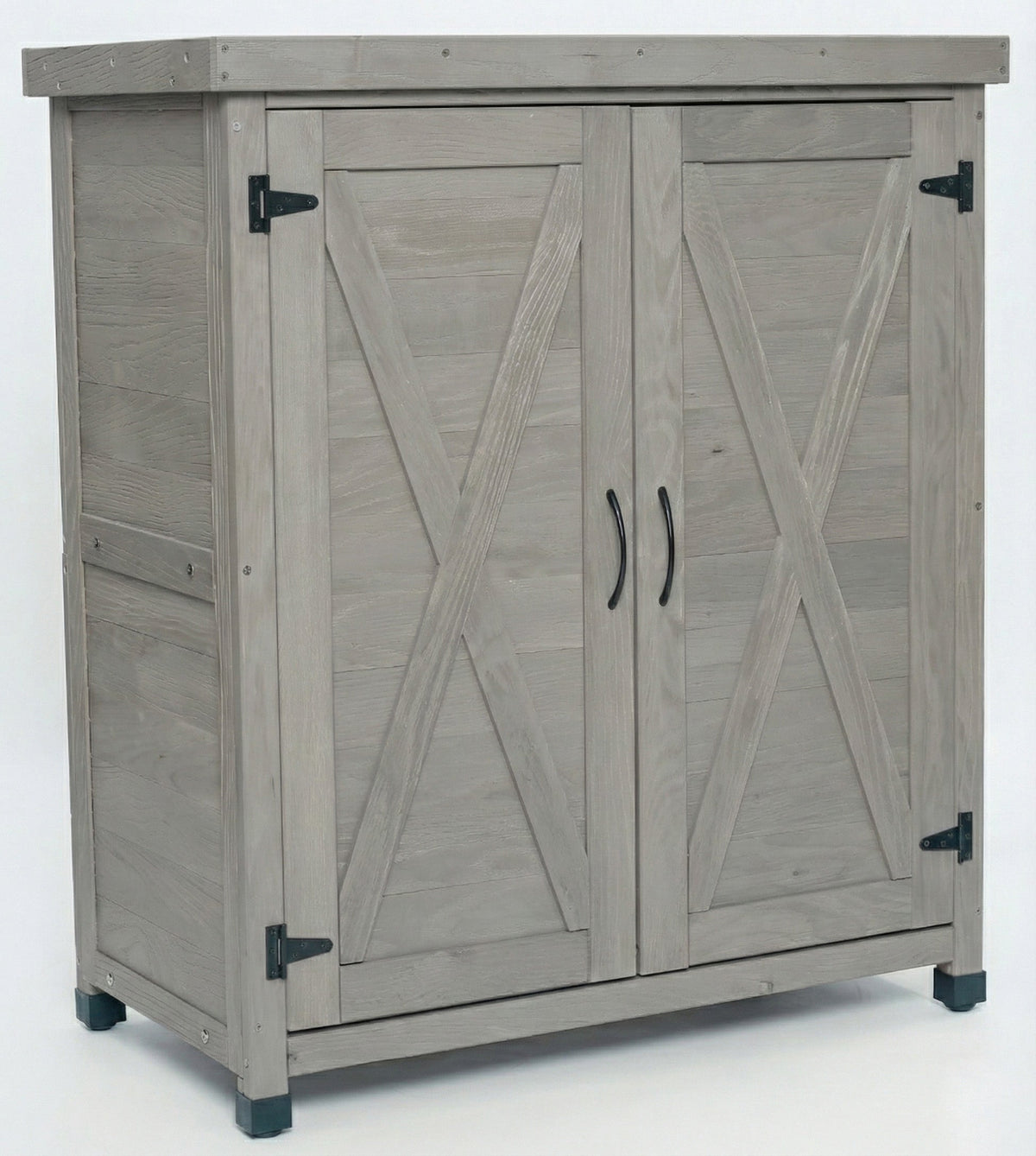 Potting Bench with Metal Top and Storage Cabinet - Solid Wood