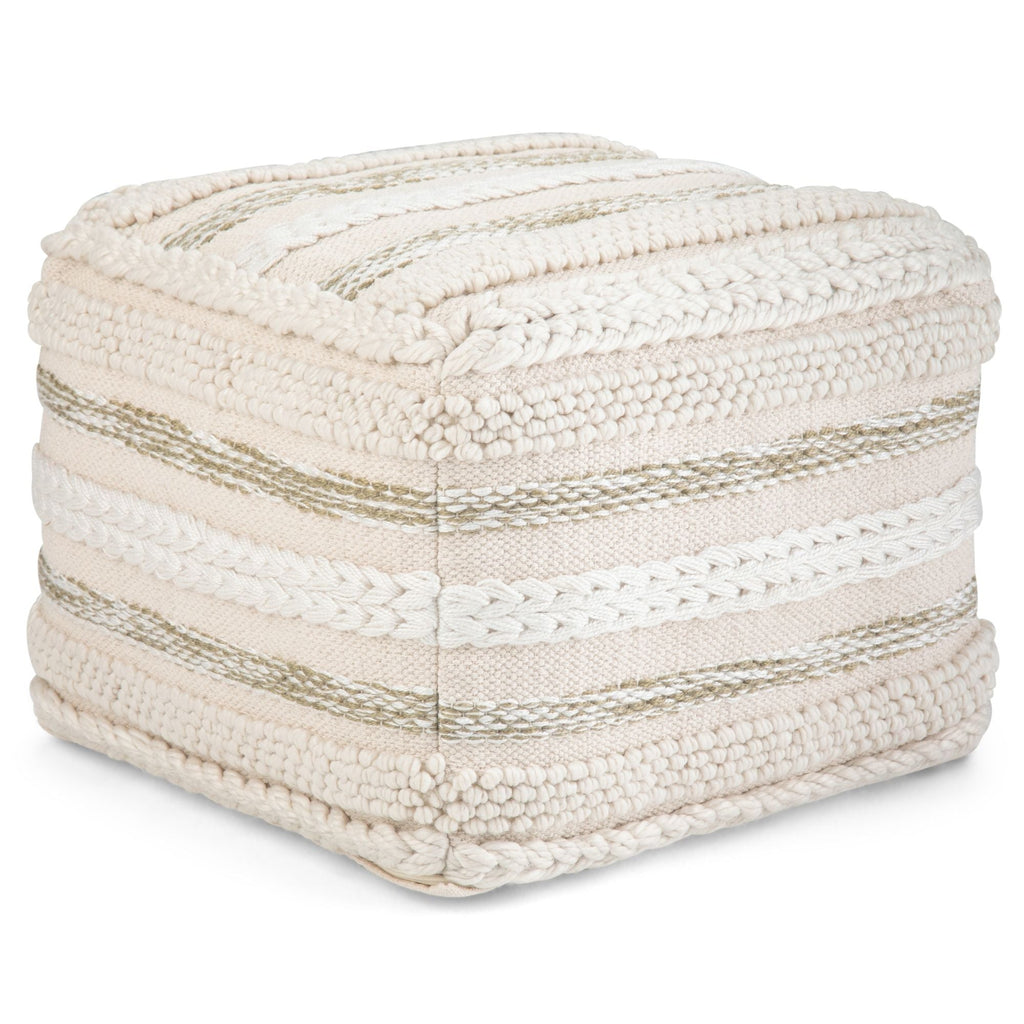 Handcrafted Square Pouf with Supportive Polystyrene Filling - Beige or Dark Gray