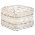 Handcrafted Square Pouf with Supportive Polystyrene Filling - Beige or Dark Gray