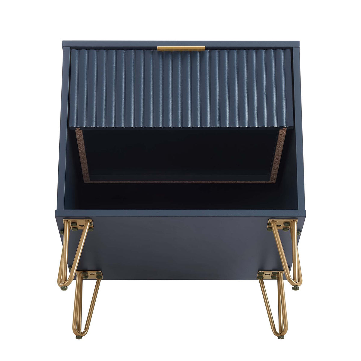 Modern Nightstand with Fluted Drawer and Metal Handles - Multiple Colors