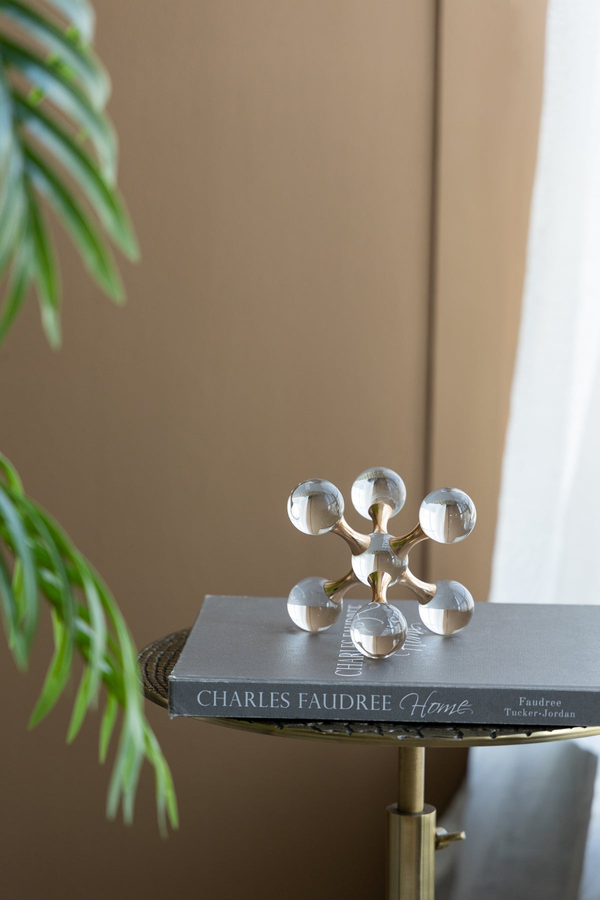 Clear and Gold Decorative Sculpture with Contemporary Design - Clear