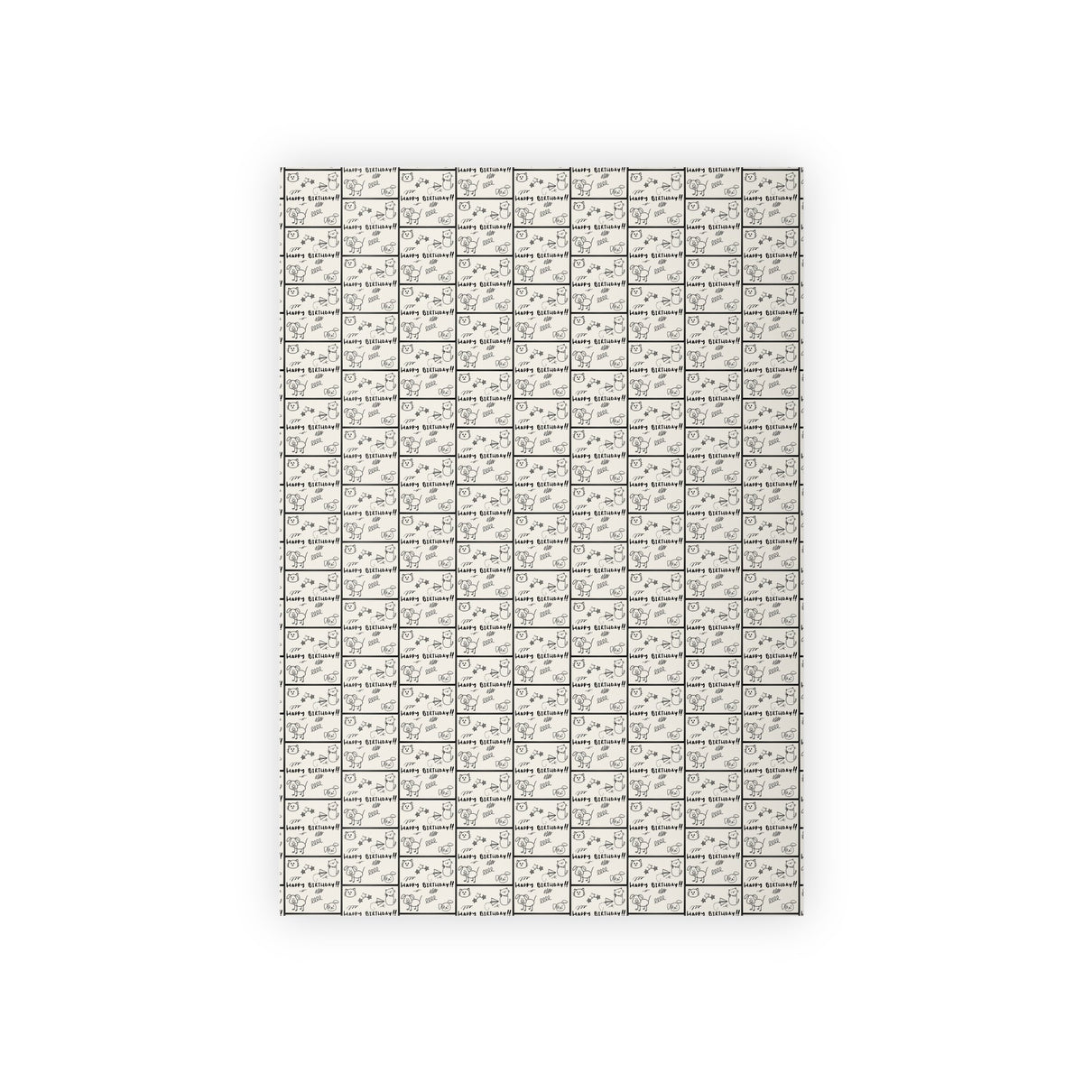 Sketched Puppies & Kitties Birthday Gift Wrap Roll for Adorable Presents
