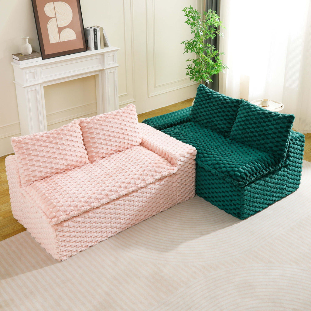 Luxury Multifunctional Sofa for Living Room with Adjustable Layout - Black, Dark Green, White, Pink
