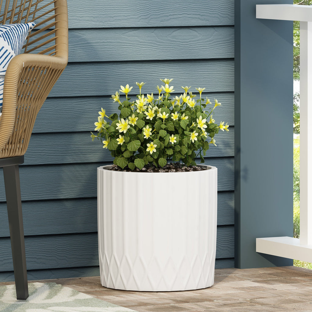 Antique White MGO Planter with Durable Magnesium Oxide Construction - 12.75" Cube