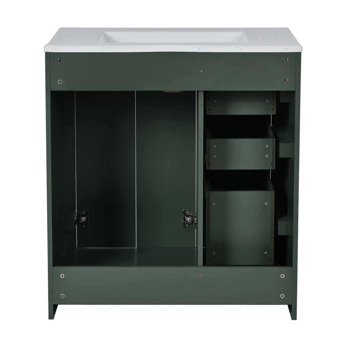 Ceramic Sink Vanity Combo with 3 Drawers and Soft Closing Doors - 30"