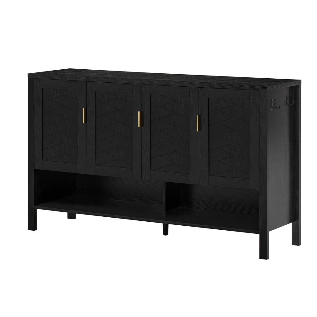 55.1" Storage Sideboard with 4 Doors - MDF, Black or Navy Blue