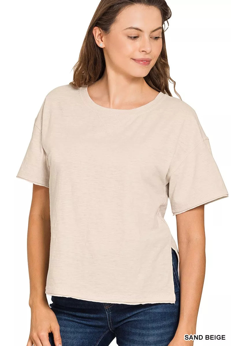 Zenana Cotton Slub Short Sleeve Tee