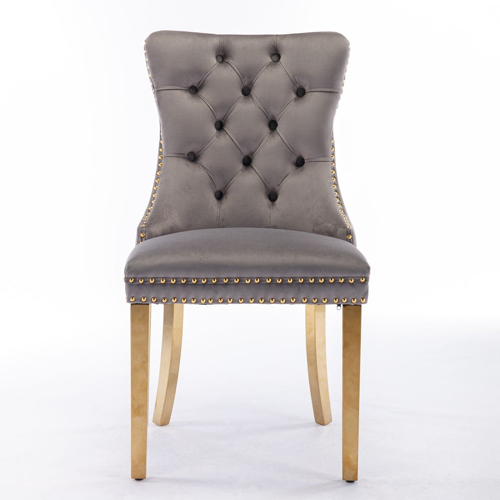 Modern Tufted Dining Chair Set of 2 with Velvet Upholstery - Nikki Collection