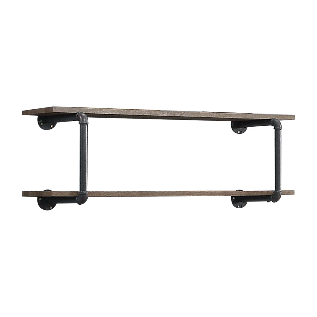 Antique Oak Wall Rack with 2-Tier Storage - Oak