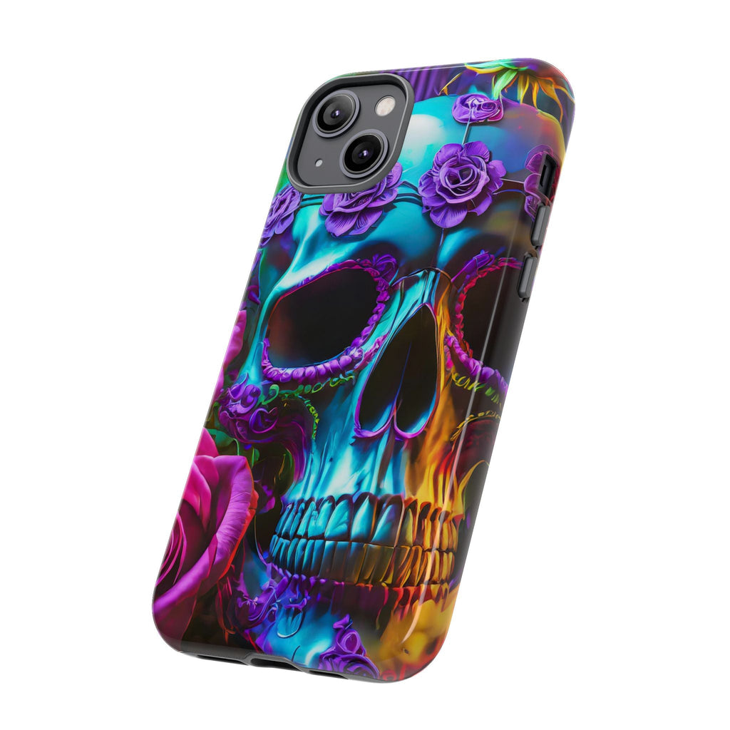 Neon Skull and Roses Vibrant Tough Phone Case