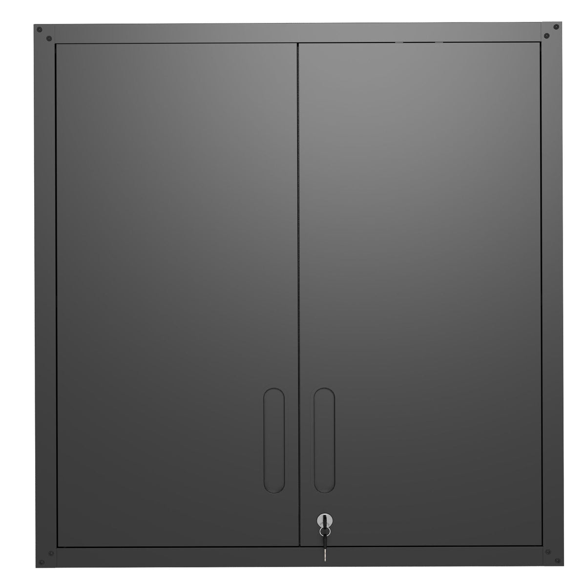 Metal Wall Mounted Tool Storage Cabinet with 2 Locking Doors and Adjustable Shelf - Gray or Black
