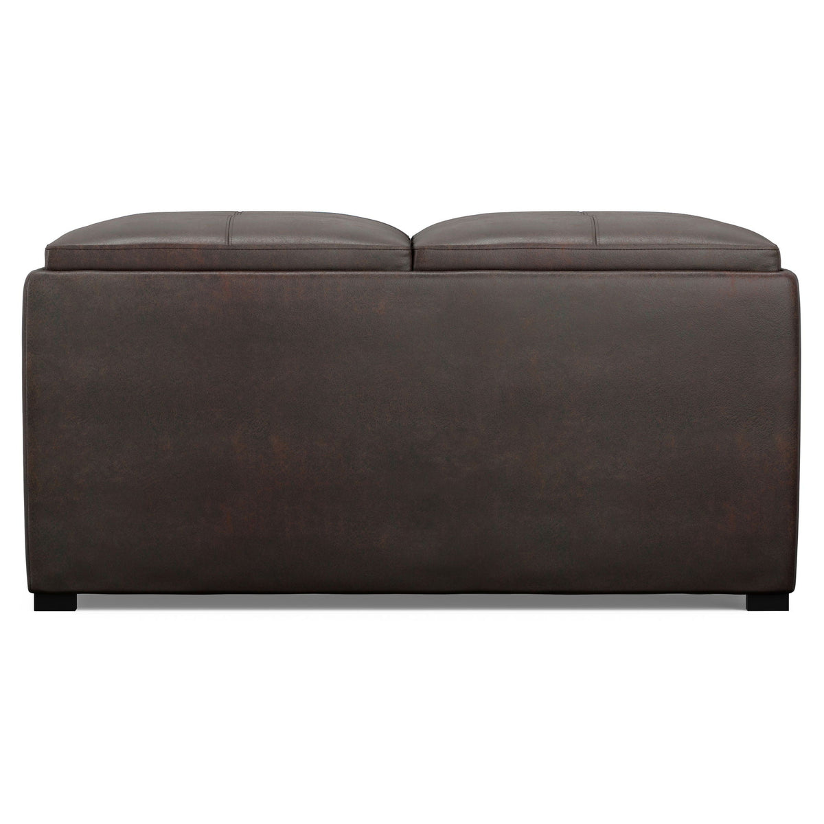 Upholstered Square Coffee Table Storage Ottoman with Flip Serving Trays - Black or Dark Brown