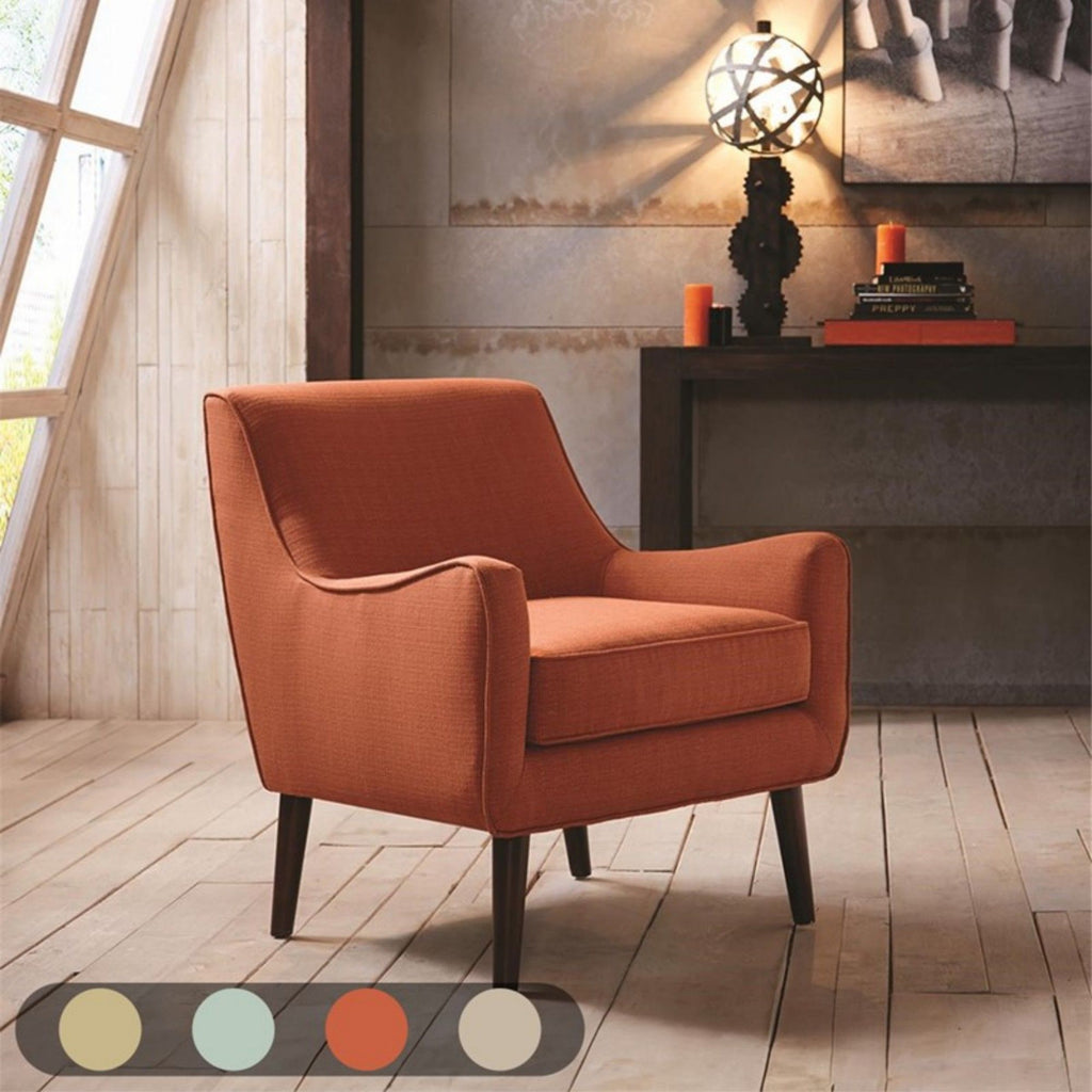 Burnt Orange Accent Chair Upholstered with Solid Wood Legs