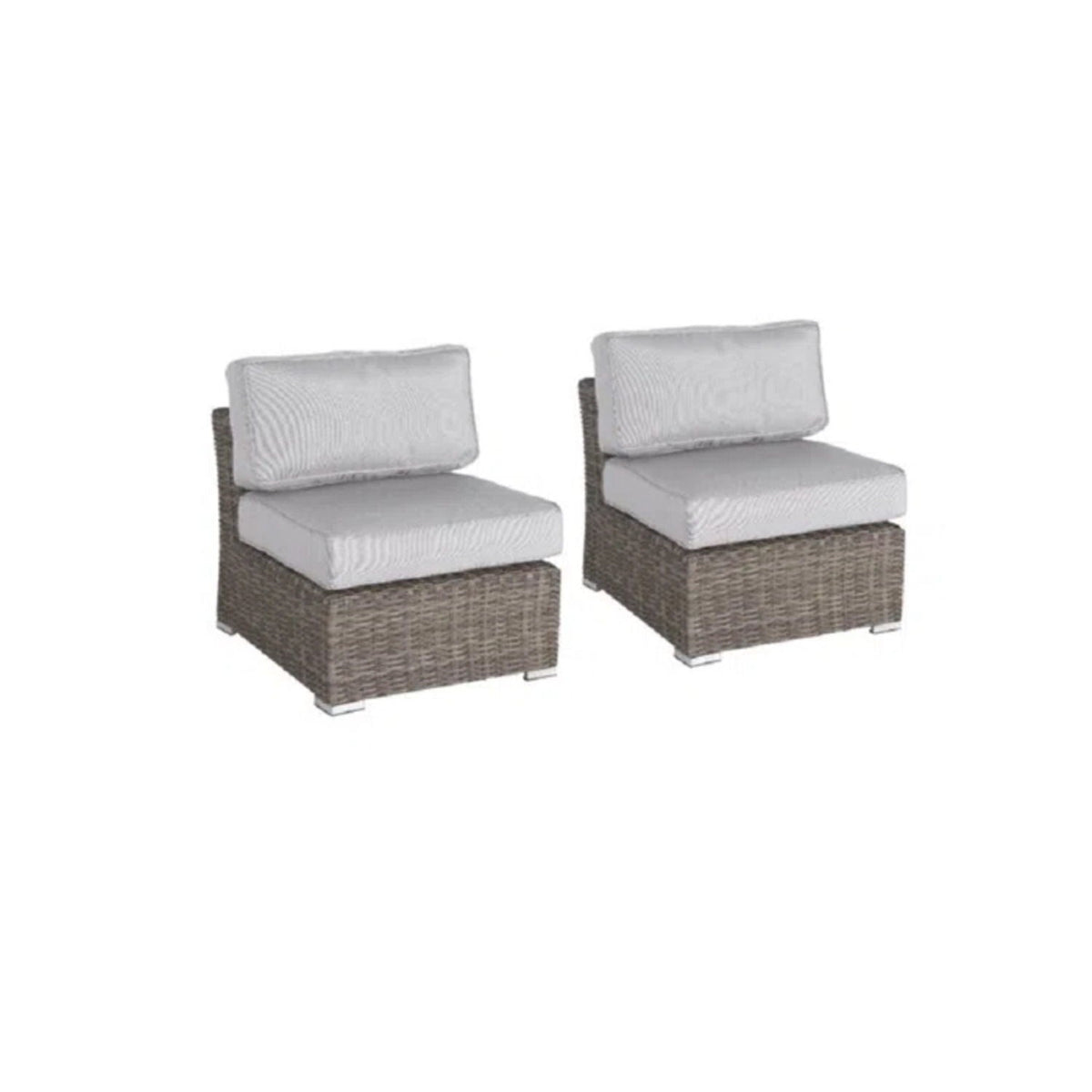 Wicker Sectional Sofa with Cushions and Table - Gray