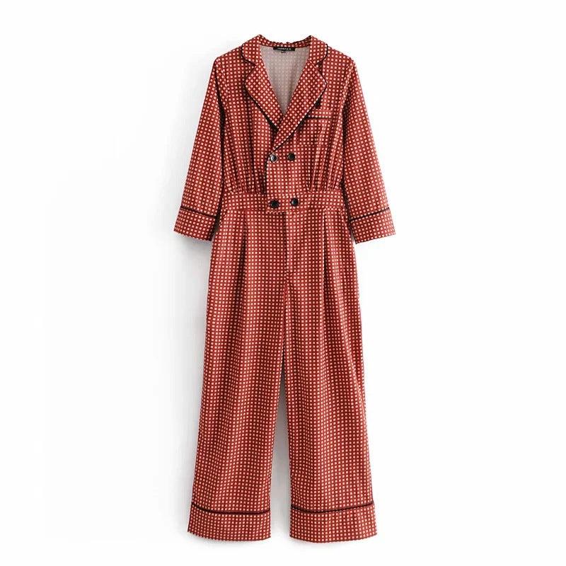 Loose Western Style Printed Jumpsuit Women