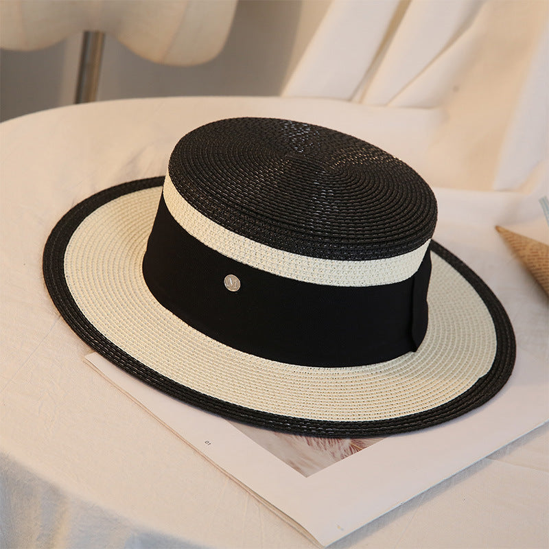 Women Flat Top Straw Sun Hat