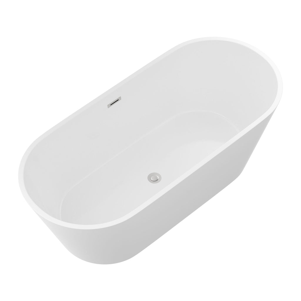 Gloss Freestanding Bathtub With Drain, Stand Alone Soaking Tub