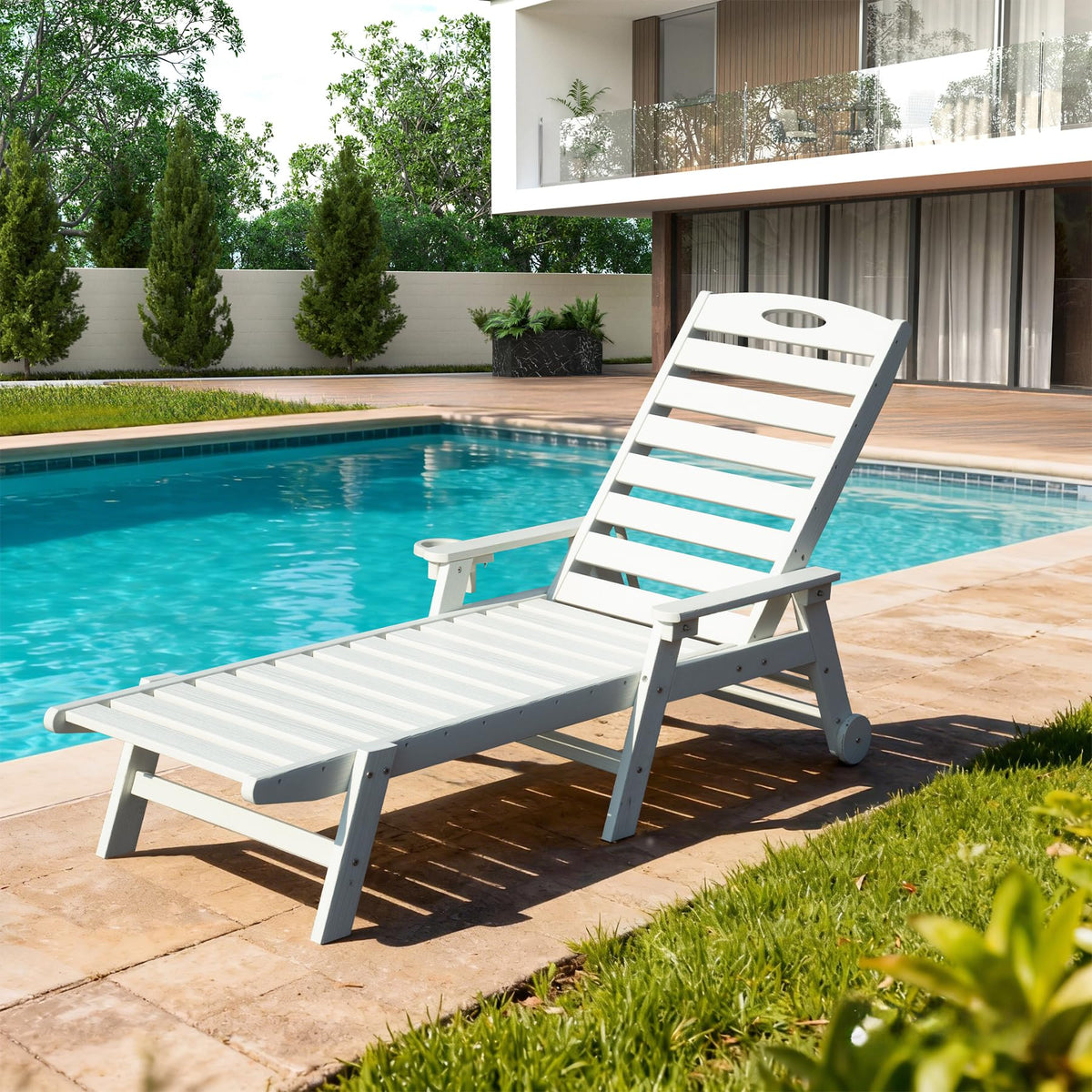 HDPE Patio Lounge Chair with Reclining Backrest – Outdoor
